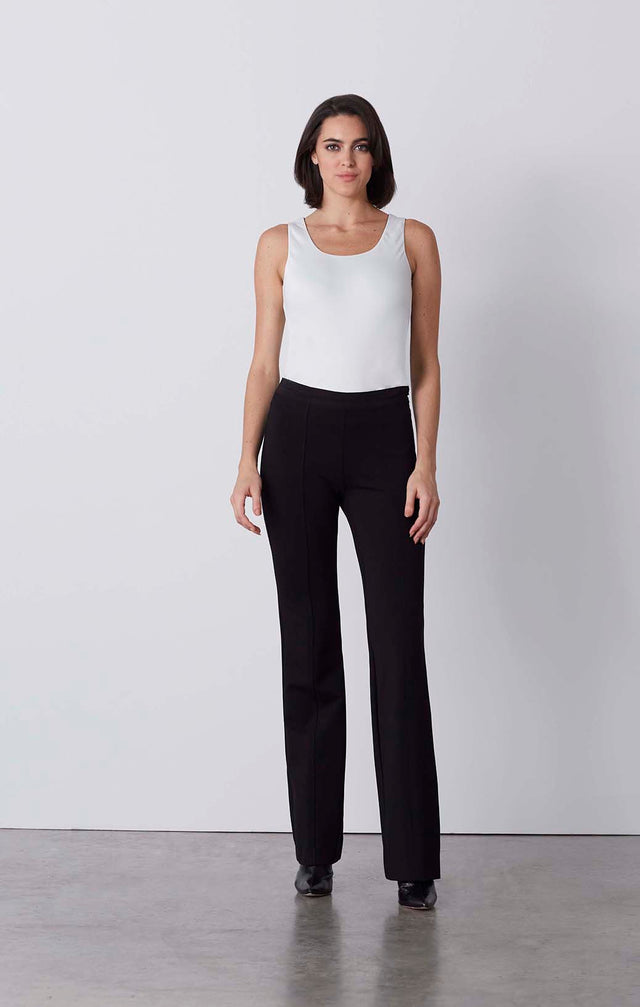 Flare - Pull-On, Wide-Leg Ponte Pants - On Model