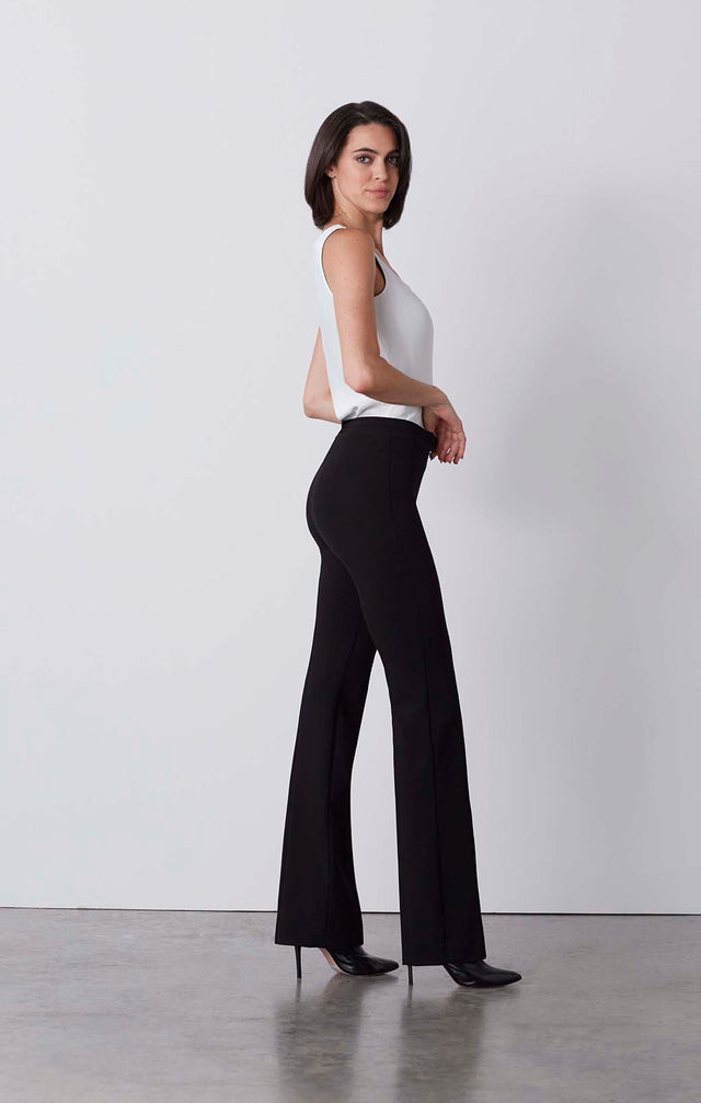 Flare - Pull-On, Wide-Leg Ponte Pants - On Model