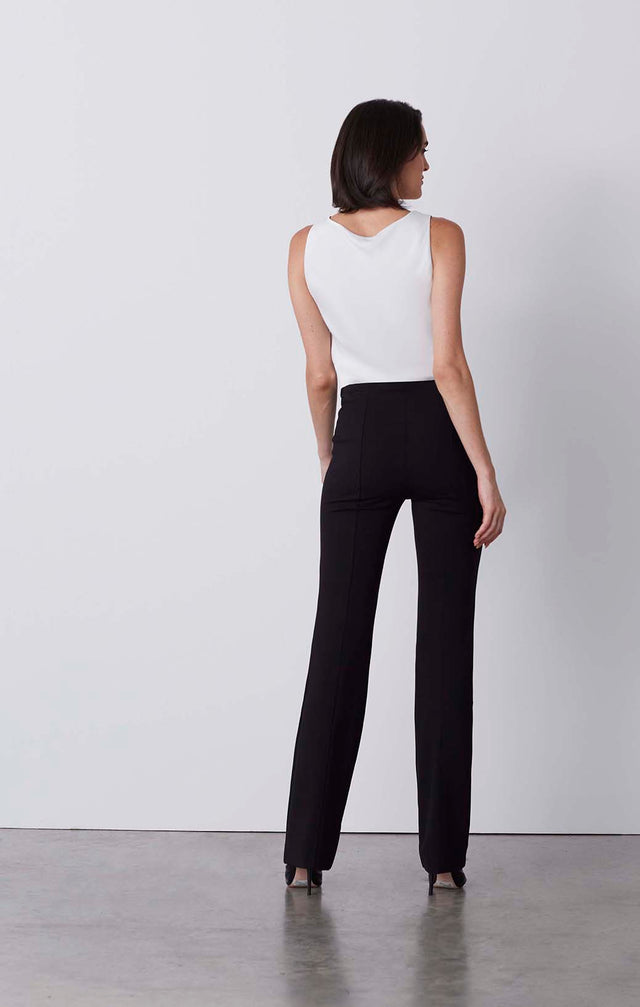 Flare - Pull-On, Wide-Leg Ponte Pants - On Model