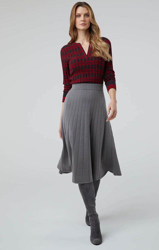 Mobile-Gry - Pleated Knit Skirt - Lookbook Image