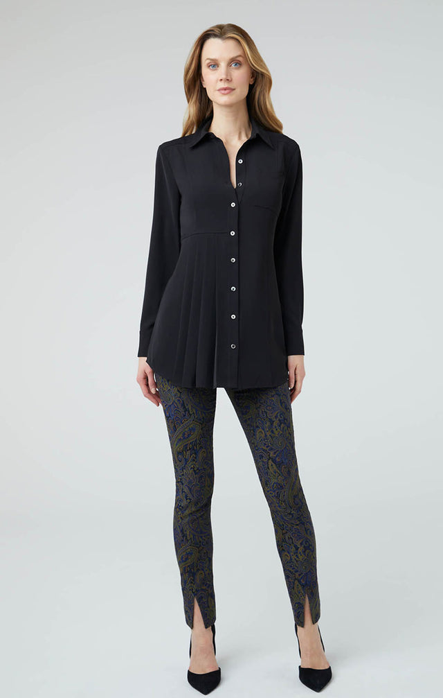 Solstice - Asymmetrical Black Crêpe Tunic Top - Lookbook Image