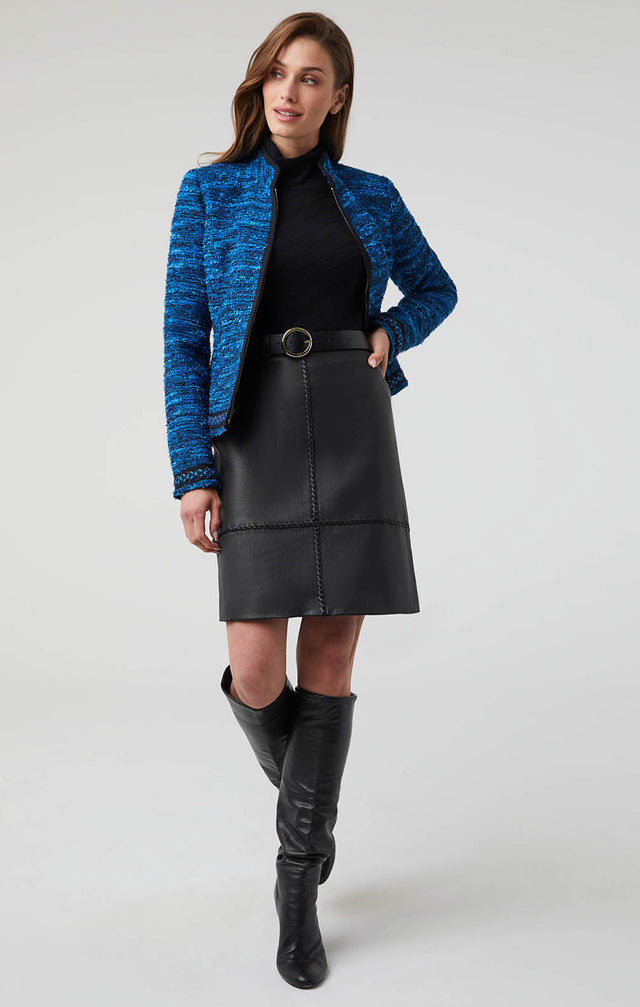 Model Wearing Cultivated - Whipstitched European Leather Skirt - Lookbook Image