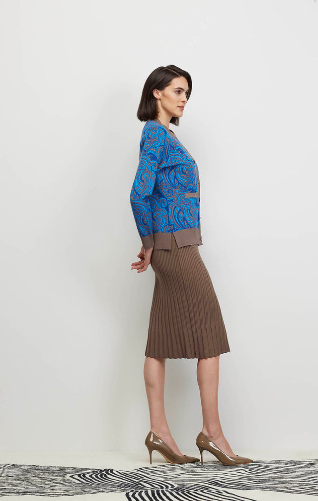 Theodora-Car - Paisley Jacquard Cardigan Sweater - Ecomm  Image