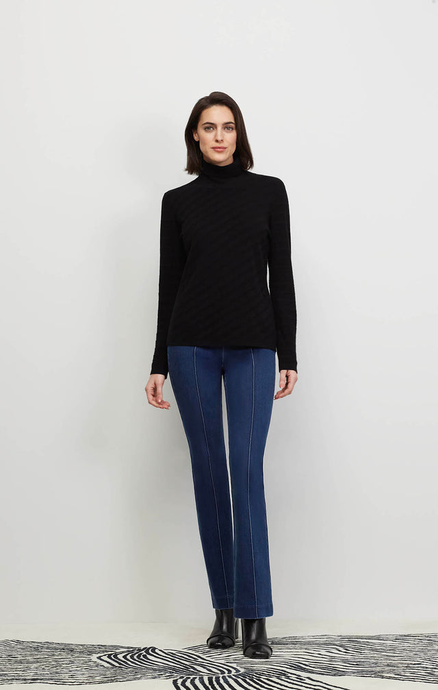 Jackie - Stripe Jacquard Mock Turtleneck Sweater - Ecomm Image