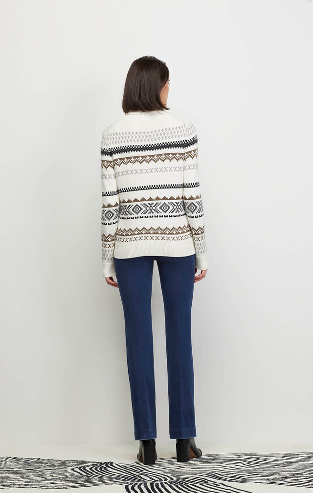 Ecom image of a model wearing the Ruskin sweater.