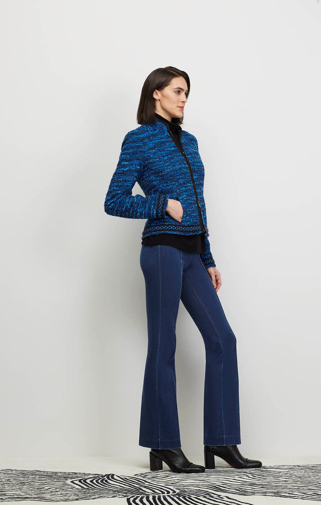 Model Wearing Avalon - Braid Trimmed Italian Bouclé Tweed Jacket - Ecomm Image