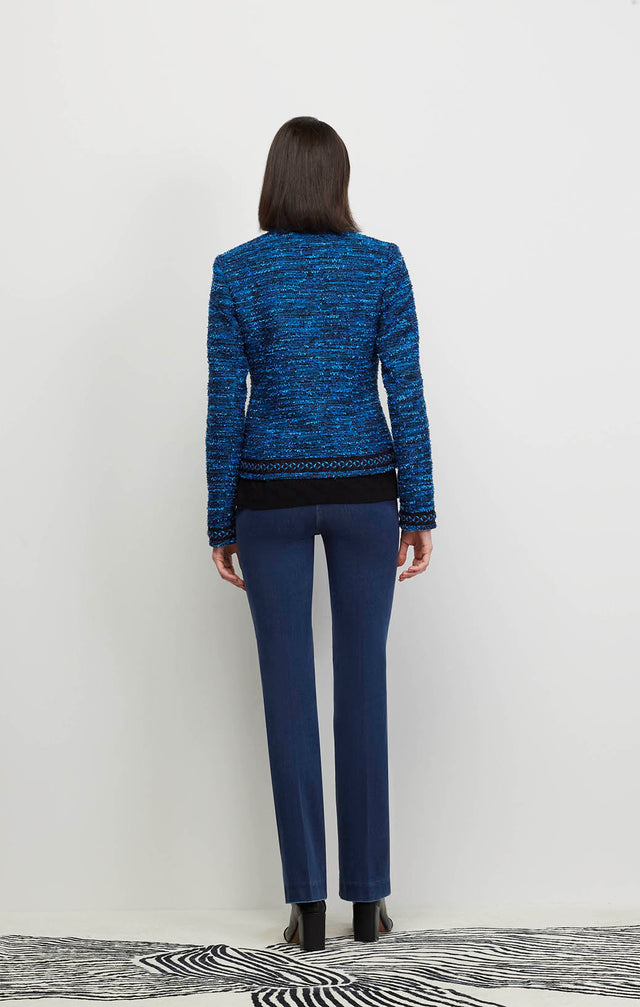 Model Wearing Avalon - Braid Trimmed Italian Bouclé Tweed Jacket - Ecomm Image