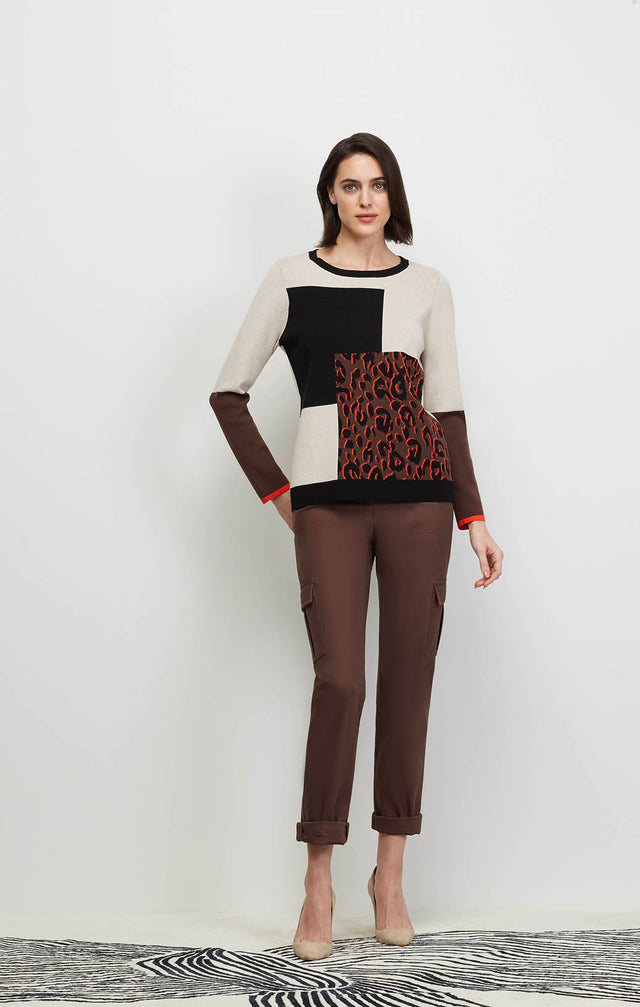 Ecom image of a model wearing the Artistic sweater.