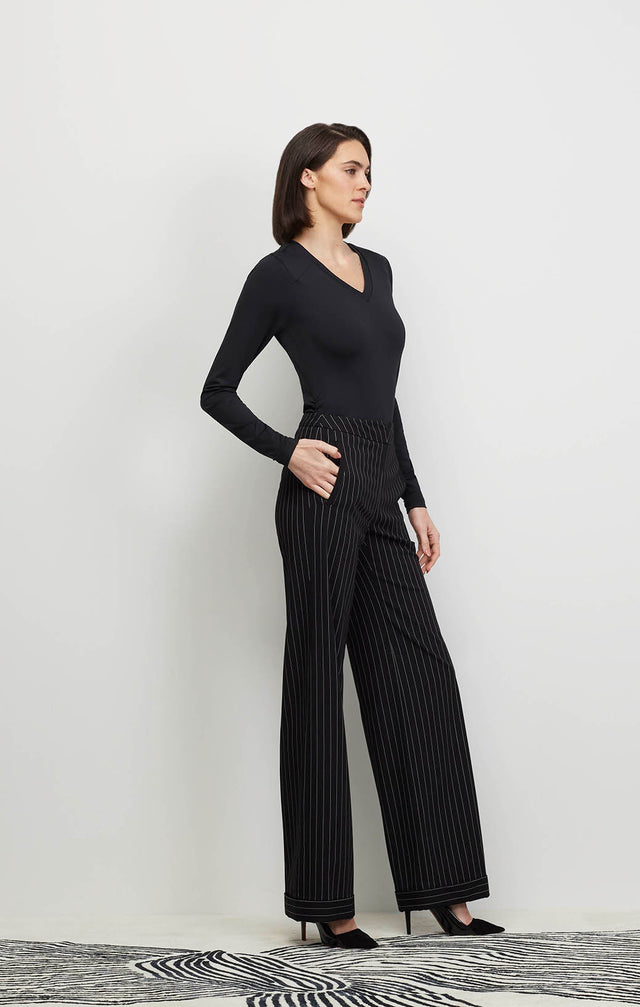 Mackintosh-Elle - Cuffed Stretch Italian Twill Pinstripe Pants - Ecomm Image