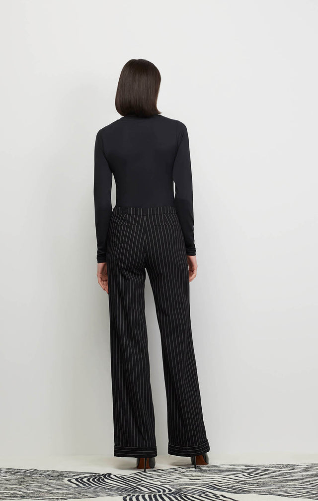 Mackintosh-Elle - Cuffed Stretch Italian Twill Pinstripe Pants - Ecomm Image