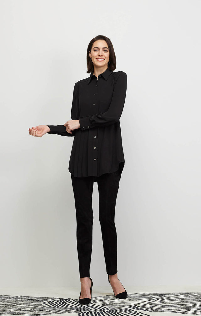 Solstice - Asymmetrical Black Crêpe Tunic Top - Ecomm Image