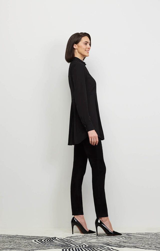 Solstice - Asymmetrical Black Crêpe Tunic Top - Ecomm Image