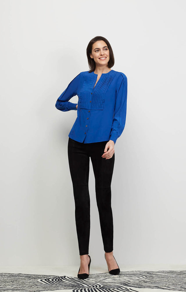 Windermere - Stretch Silk Crêpe Blouse WIth Pleated Bib - Ecomm Image