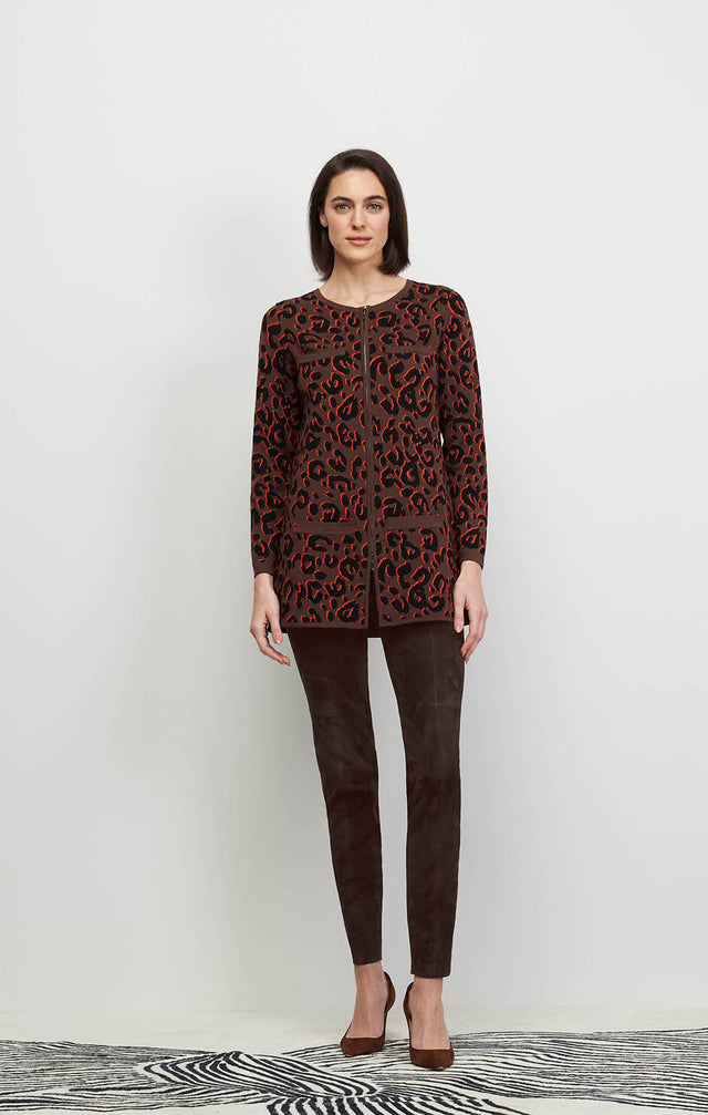 Underground - Leopard Knit Jacquard Long Cardigan - Ecomm Image