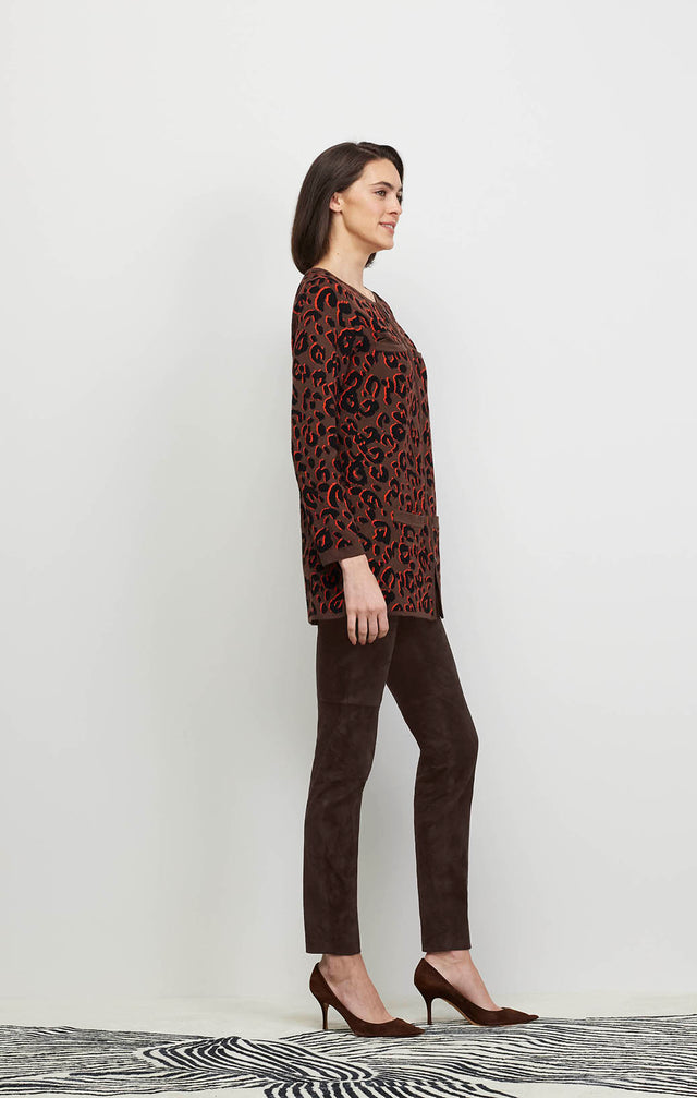 Underground - Leopard Knit Jacquard Long Cardigan - Ecomm Image