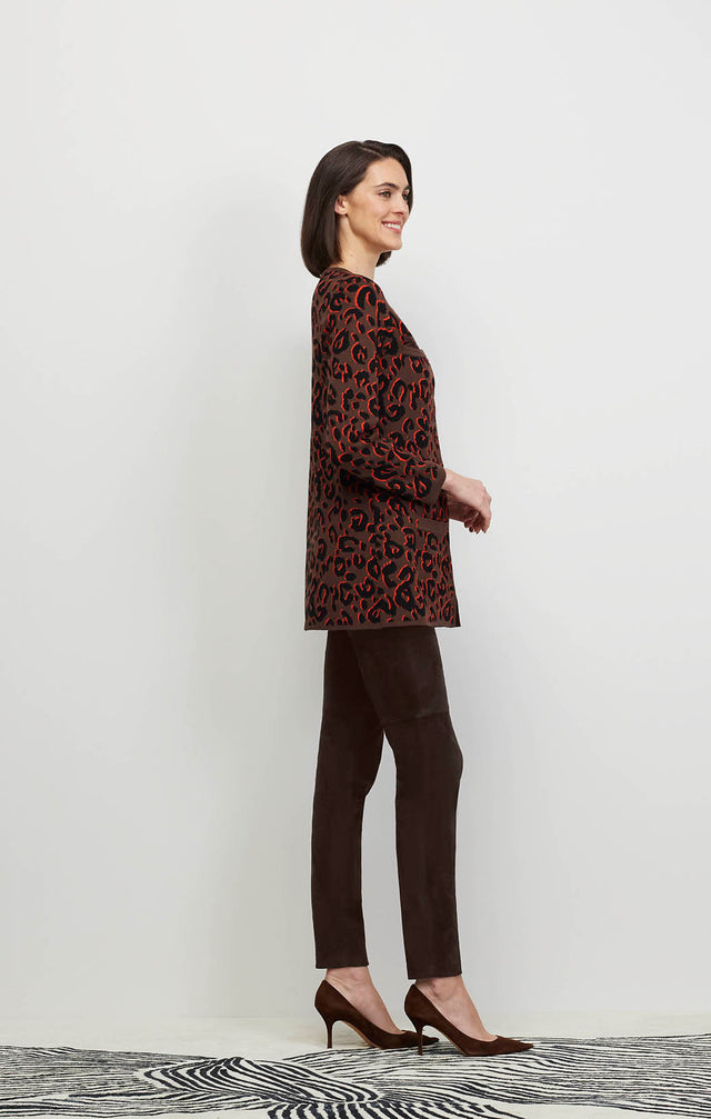 Underground - Leopard Knit Jacquard Long Cardigan - Ecomm Image