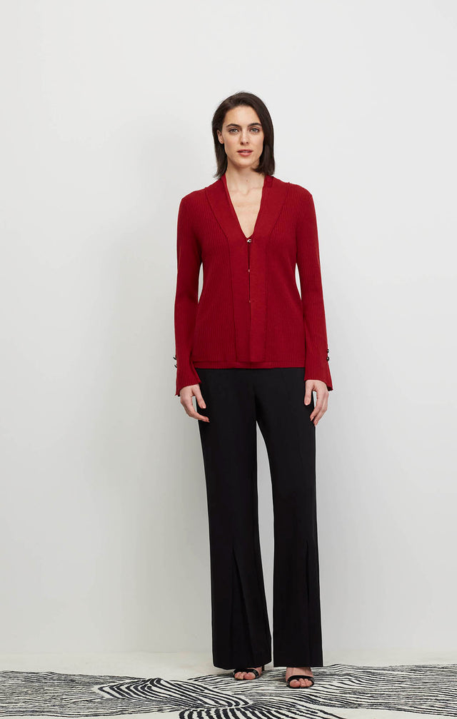 Star Quartz-Red - Ribbed Cashmere Cardigan - Ecomm Image