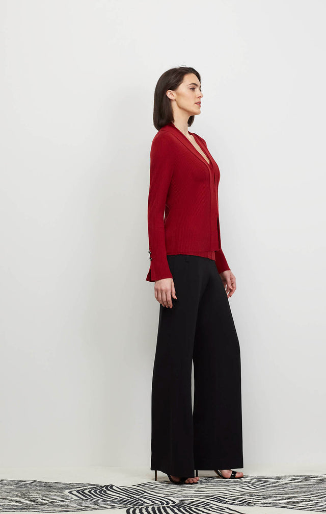 Star Quartz-Red - Ribbed Cashmere Cardigan - Ecomm Image