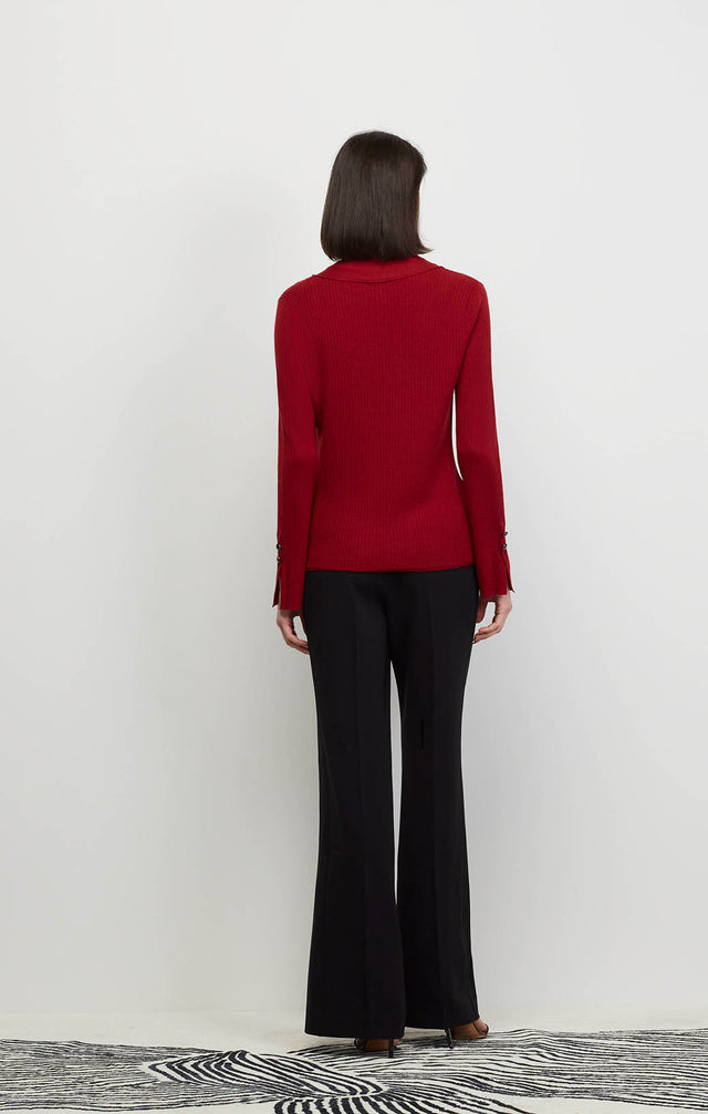 Star Quartz-Red - Ribbed Cashmere Cardigan - Ecomm Image