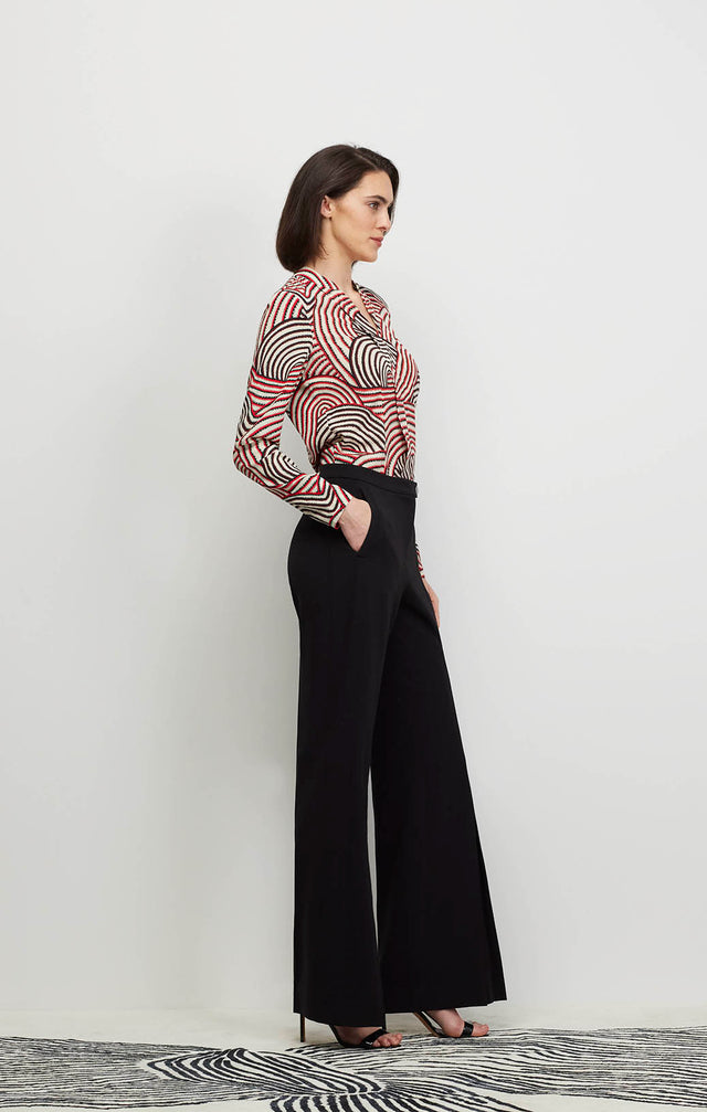 Model Wearing Festivity-Blk - Japanese Crepe Pants - Ecomm Image