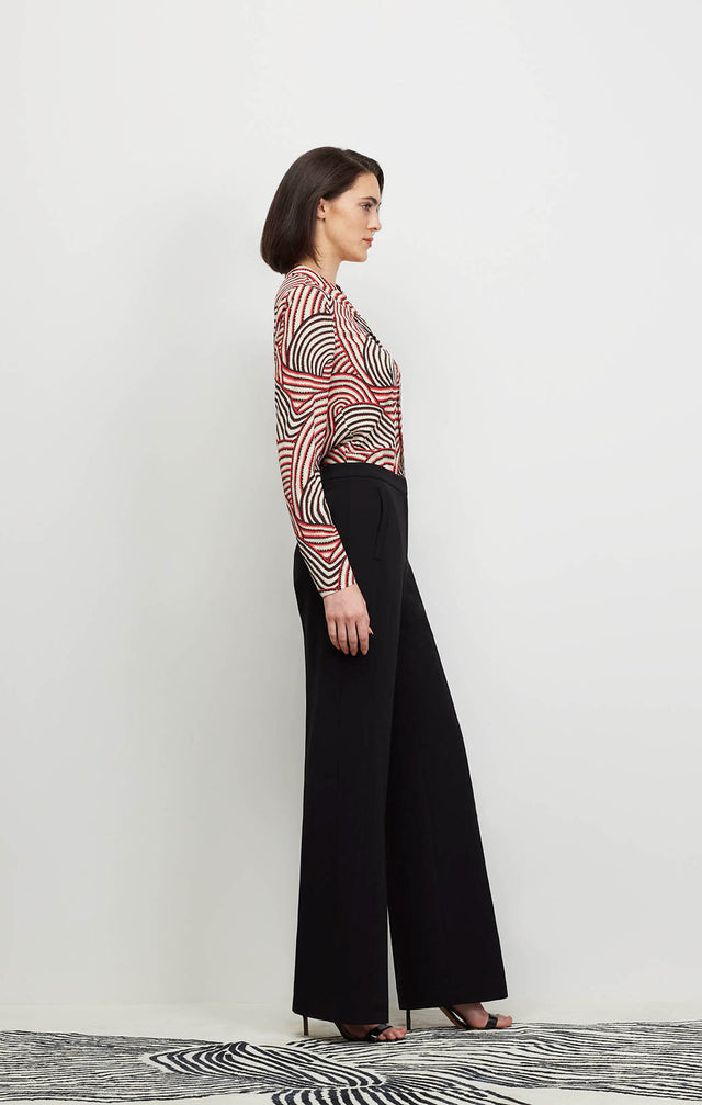 Model Wearing Festivity-Blk - Japanese Crepe Pants - Ecomm Image