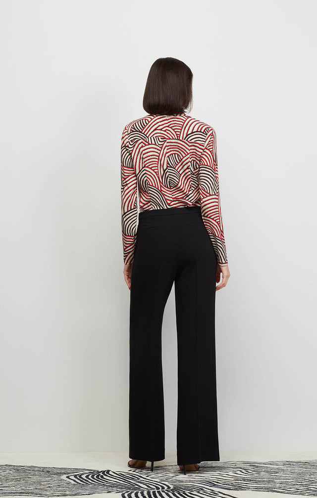 Model Wearing Festivity-Blk - Japanese Crepe Pants - Ecomm Image