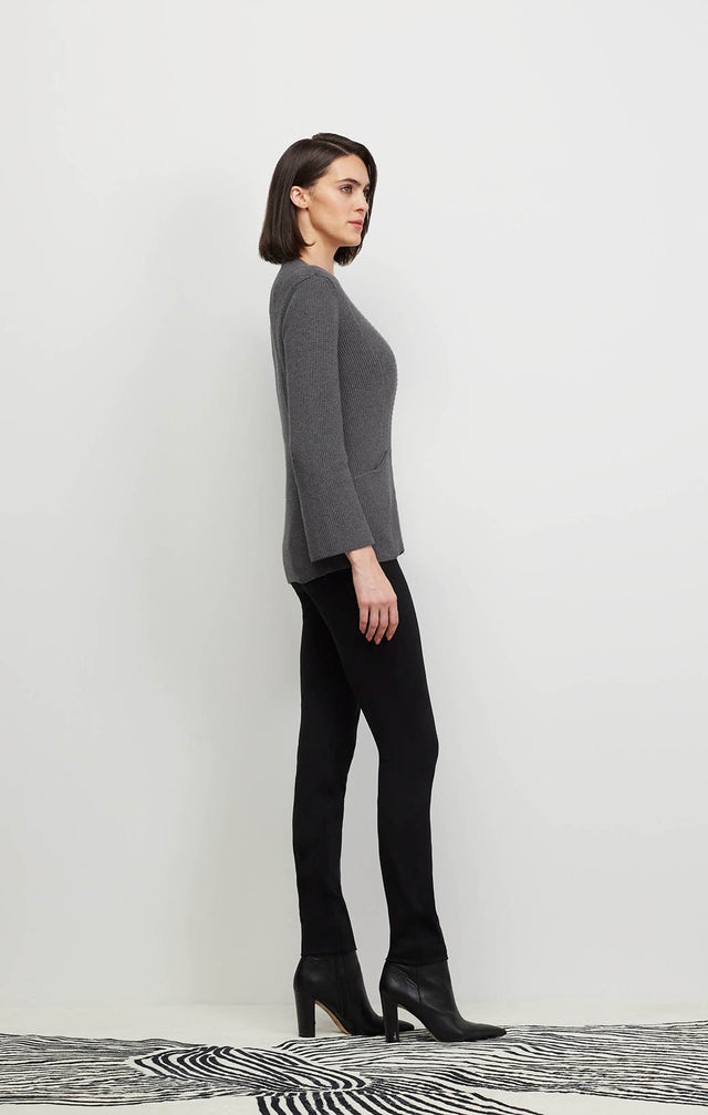 Ecom image of a model wearing the Effie Gray sweater.