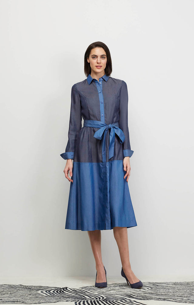 Sartorial - Two-Toned Chambray Shirt Dress - Ecomm Image