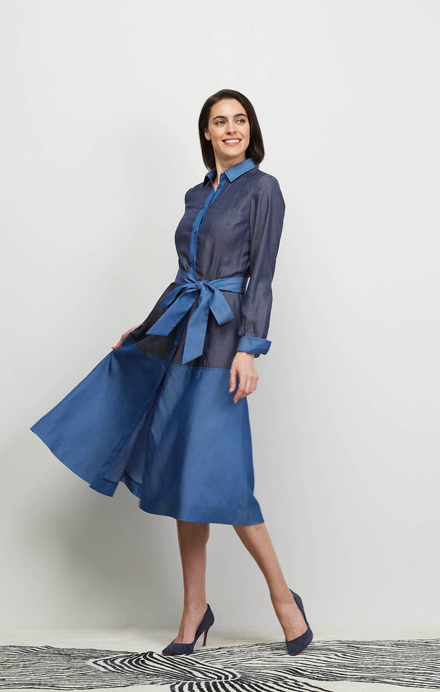 Sartorial - Two-Toned Chambray Shirt Dress - Ecomm Image