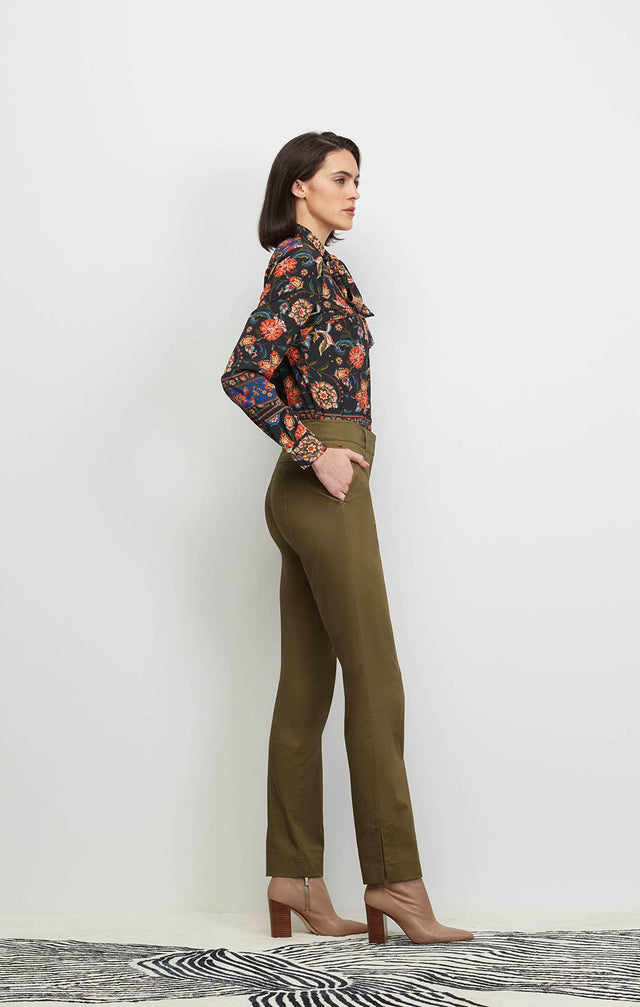 Model Wearing Compatible - Stretch Cotton Sateen Pants - Ecomm Image