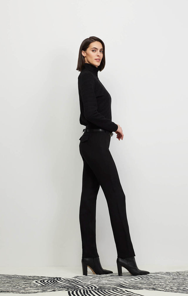 Smart - Belted Black Crêpe Pants - Ecomm Image