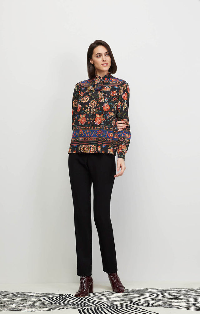 Woodcut - Stretch SIlk Floral Print Blouse - Ecomm Image