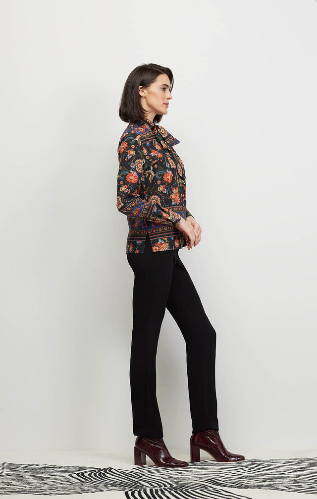 Woodcut - Stretch SIlk Floral Print Blouse - Ecomm Image