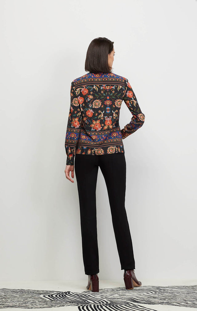 Woodcut - Stretch SIlk Floral Print Blouse - Ecomm Image