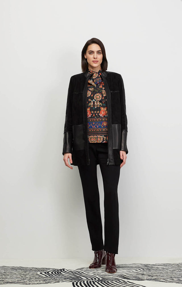 Vogue - European Leather-Trimmed Suede Jacket - Ecomm Image