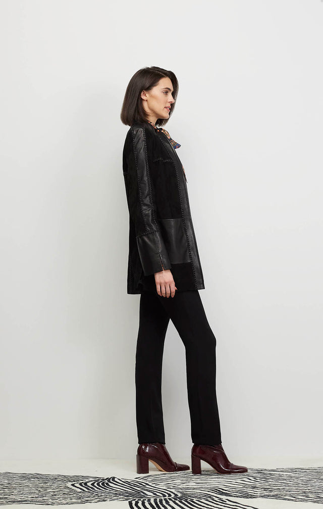 Vogue - European Leather-Trimmed Suede Jacket - Ecomm Image