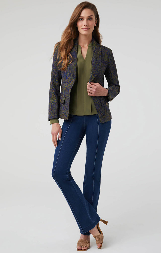 Model Wearing Exquisite - Italian Stretch Paisley Jacquard Jacket - Lookbook Image