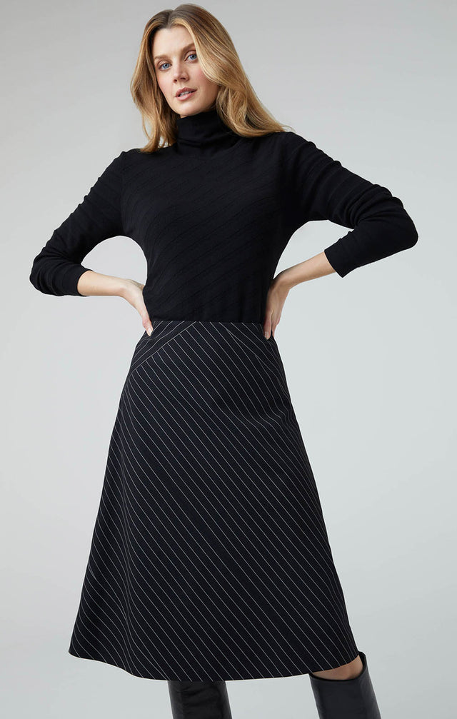 Jackie - Stripe Jacquard Mock Turtleneck Sweater - Lookbook Image