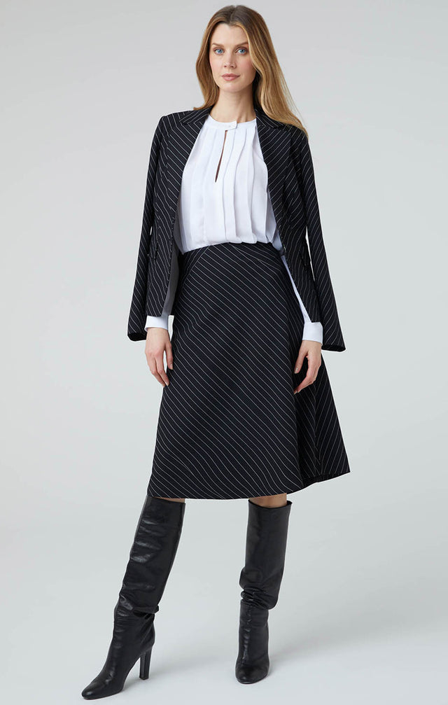 Mackintosh - Stretch Italian Twill Pinstripe Skirt - Lookbook Image