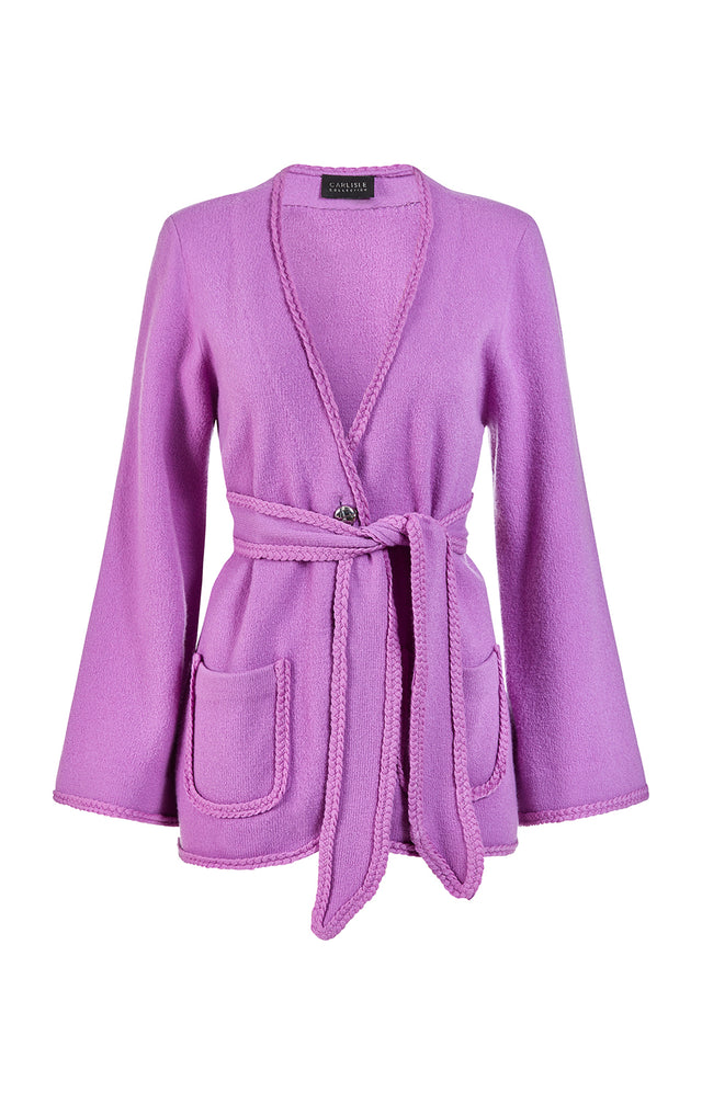 Dazzling - Belted Merino Wool Knit Jacket - Product Image