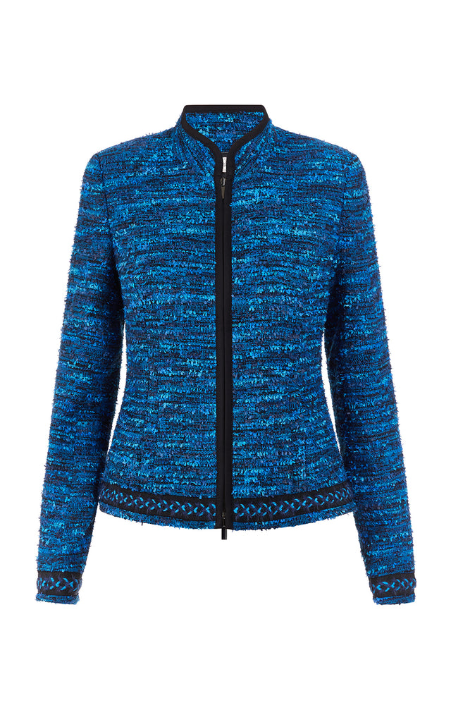 Avalon - Braid Trimmed Italian Bouclé Tweed Jacket - Product Image