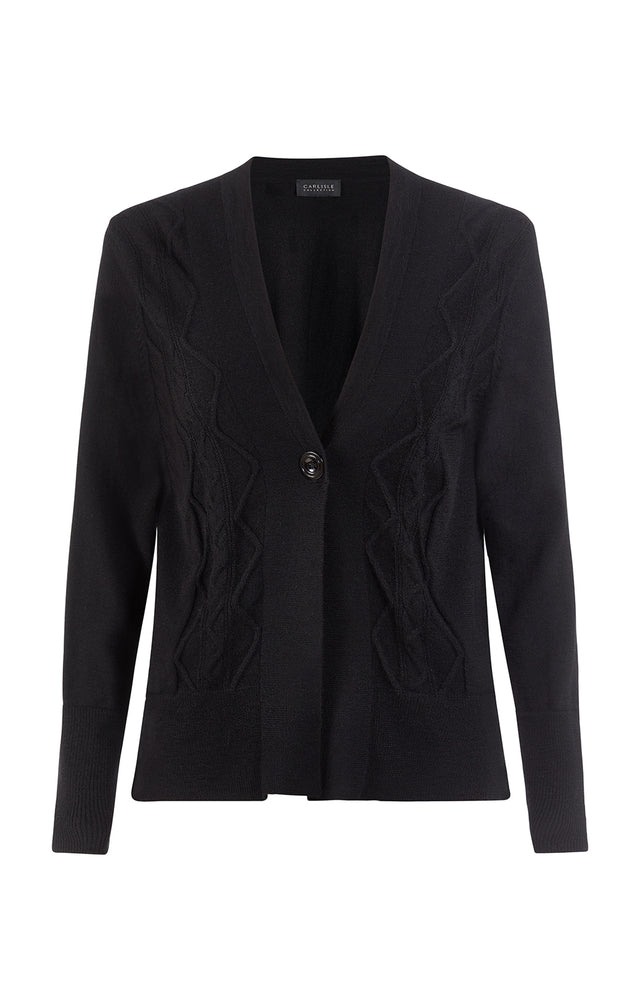 Refined I-Blk - Black Cashmere Cardigan Sweater - Product Image