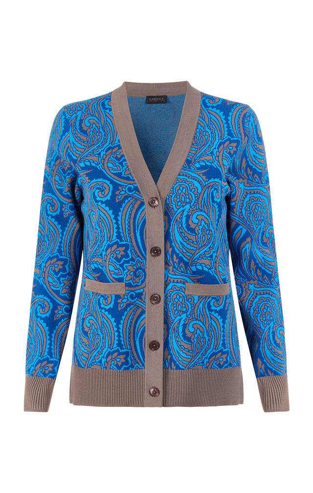 Theodora-Car - Paisley Jacquard Cardigan Sweater - Product Image