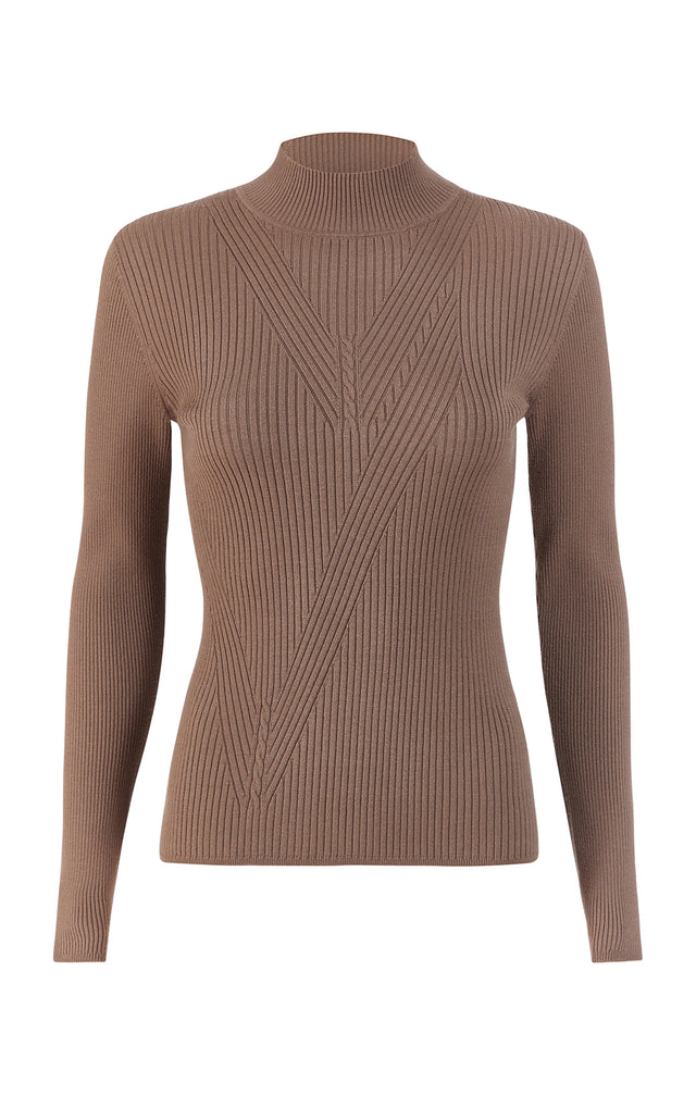 Invited - Mock Turtleneck Ribbed Sweater - Product Image