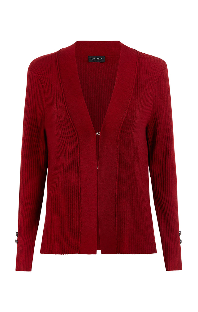 Star Quartz-Red - Ribbed Cashmere Cardigan - Product Image