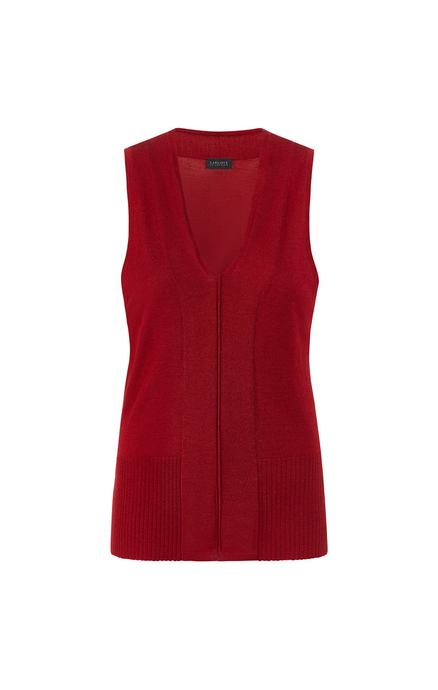 Star Quartz-Red - Ribbed Cashmere Knit Shell - Product Image