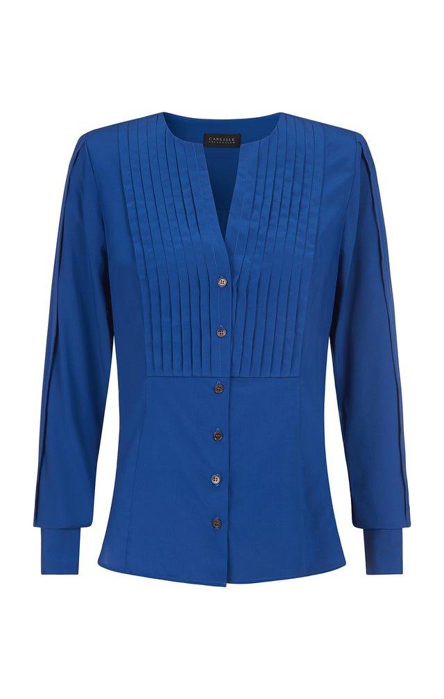 Windermere - Stretch Silk Crêpe Blouse WIth Pleated Bib - Product Image