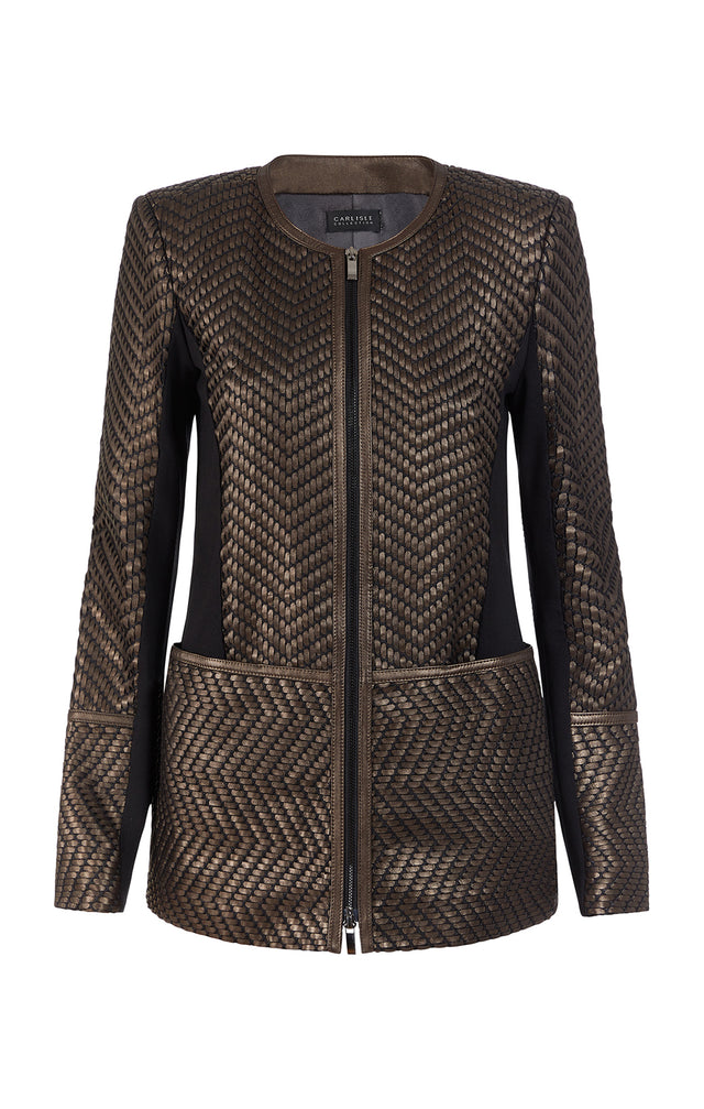 Liza - European Basketweave Leather Jacket - Product Image