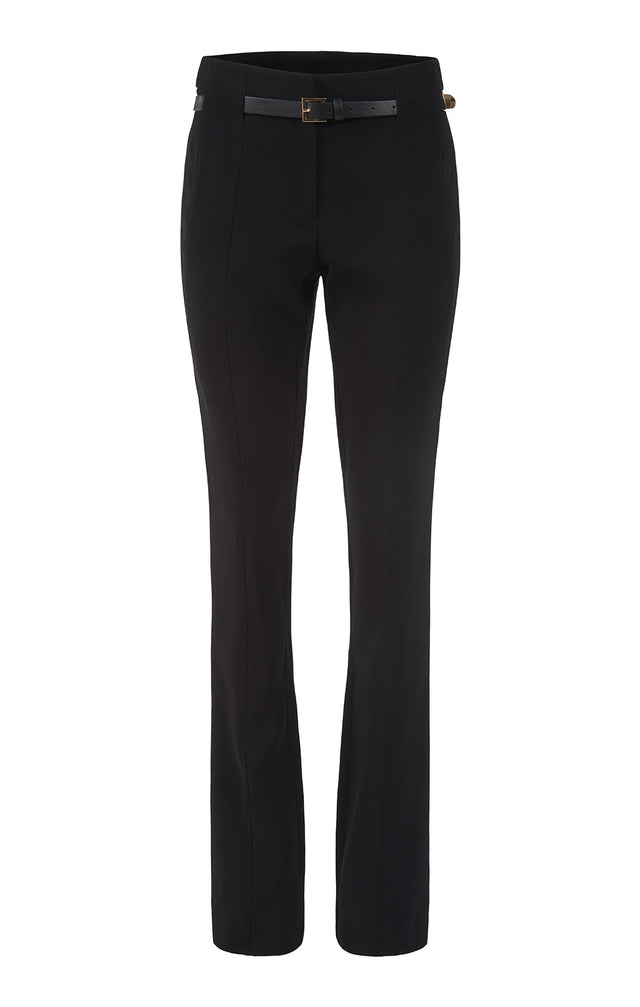 Smart - Belted Black Crêpe Pants - Product Image