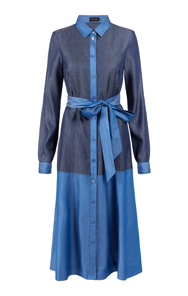 Sartorial - Two-Toned Chambray Shirt Dress - Product Image